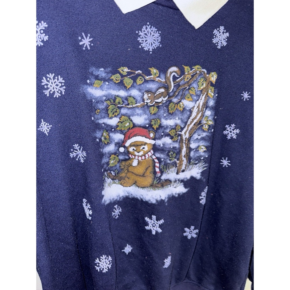 Vintage Basic Edition Holiday Womens Ugly Sweaters Christmas 90s Blue Size L - Picture 3 of 7